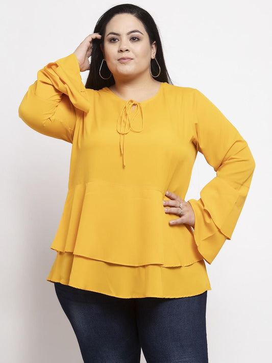 Flambeur Women's Plus Size Crepe Solid Tops