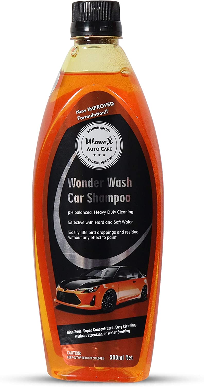 Wavex® Wonder Wash Car Shampoo pH Neutral Formula For Safe, Spot Free Cleaning - Honey Thick, Luxurious Suds That Always Rinses Clean - Ultra Slick Formula That Wont Scratch or Leave Water Spots, Peach Fruit Fragrance 1Lt