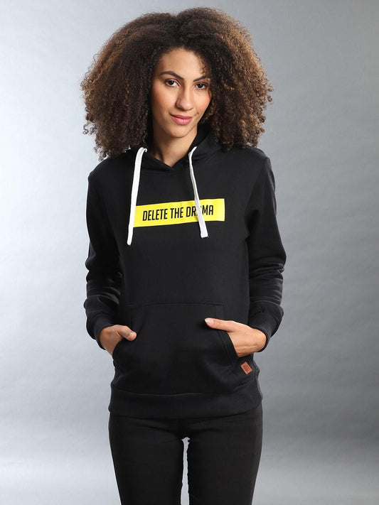 Women's  Cotton Black Printed Sweatshirt