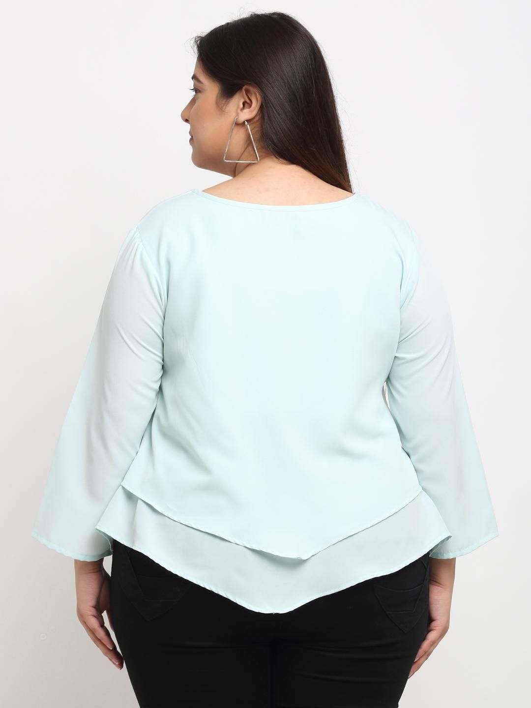Flambeur Women's Plus Size Crepe Solid Tops
