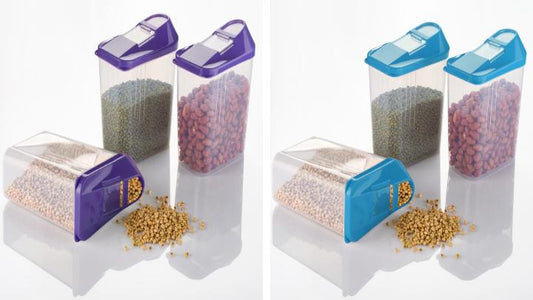 iPretty  Plastic Transparent Easy Flow Storage Container Set for Kitchen 6 PCS (750ml)