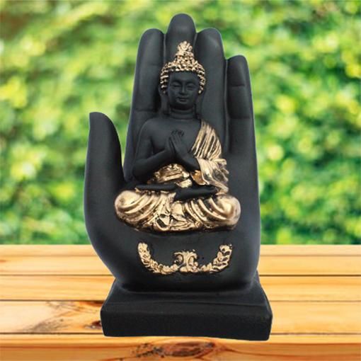 Golden Handcrafted Palm Buddha Showpiece