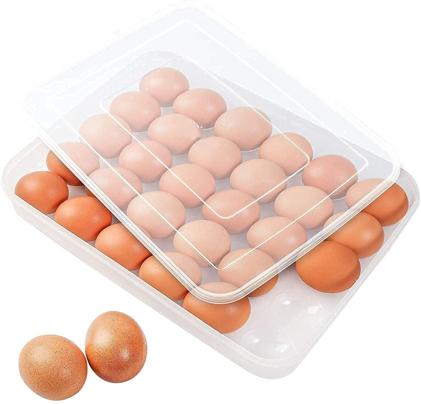 Transparent 24 Grid Egg Storage Airtight Container Tray (Pack of 1)