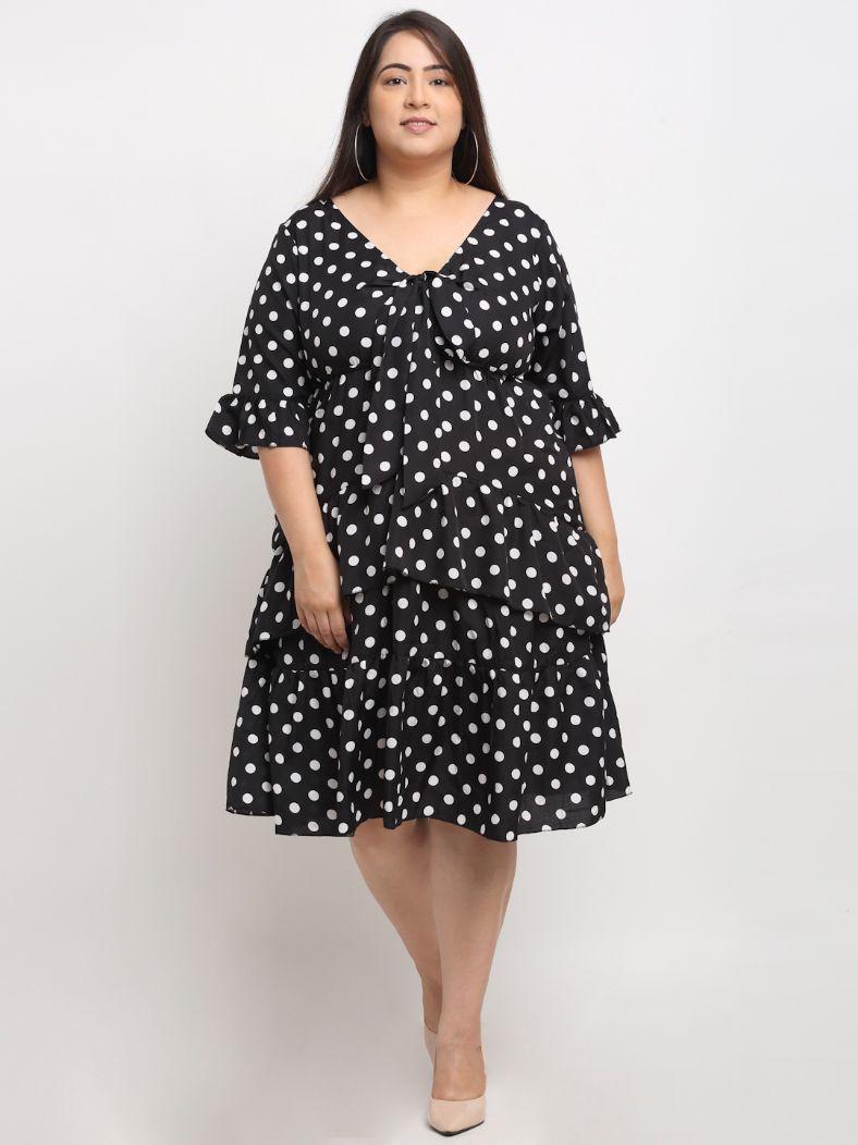 Women's Plus Size Crepe Printed Bell Sleeves Short Dress