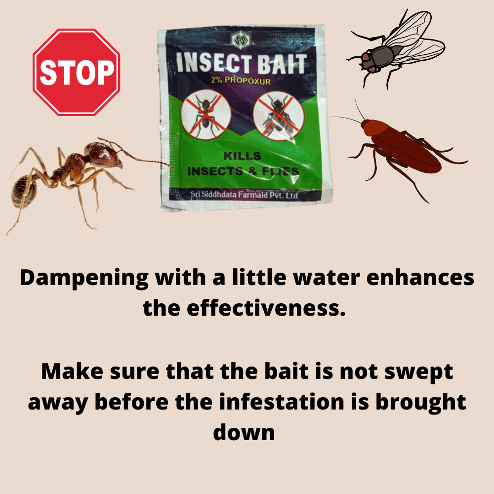 Insect Killer Bait| Kills Cockroach Files Ants | Propoxur Based  10GMx2