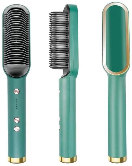 Unisex Hair Straightener Comb With 5 Temperature Control (Green)