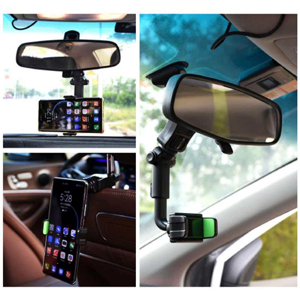 Mobile Phone Holder with Car Rear Mirror Mount Bracket