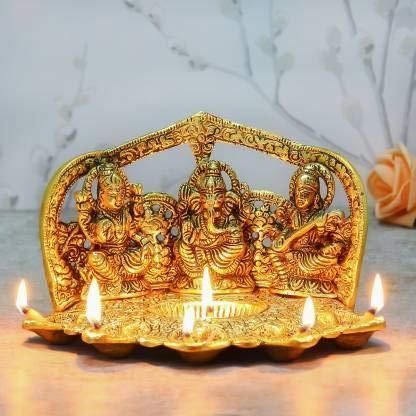 Laxmi Ganesh Saraswati Idol Oil Lamp