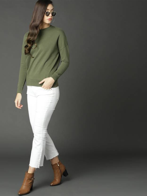 Women's Stylish Solid Full Sleeves Sweatshirt