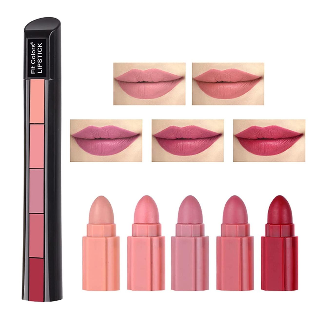 Longlasting And Waterproof 5 in 1 Lipstick shades (Pack Of 2)
