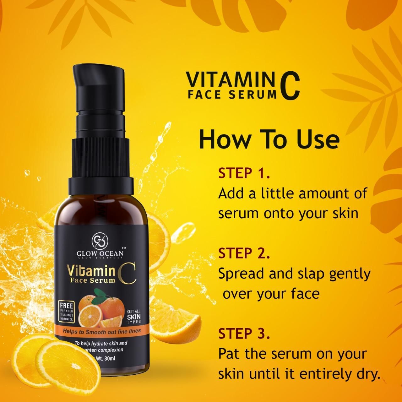 GlowOcean Vitamin C Serum - Skin Clearing Serum - Brightening, Anti-Aging Skin Repair, Supercharged Face Serum, Dark Circle, Fine Line & Sun Damage Corrector Face Serum 30ml