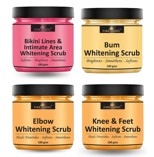 Park Daniel Bikini Lines, Bum, Elbow and Knee Feet Whitening Scrub | Body & Facial Cleaning Scrub Skin Polishing Combo Pack of 4 100 gms(400 gms)