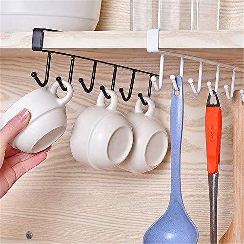 iPretty  Hook Organizer-Under Shelf 6 Hook Metal Storage Organizer for Kitchen, Bathroom, Office Buy 1 Get 1