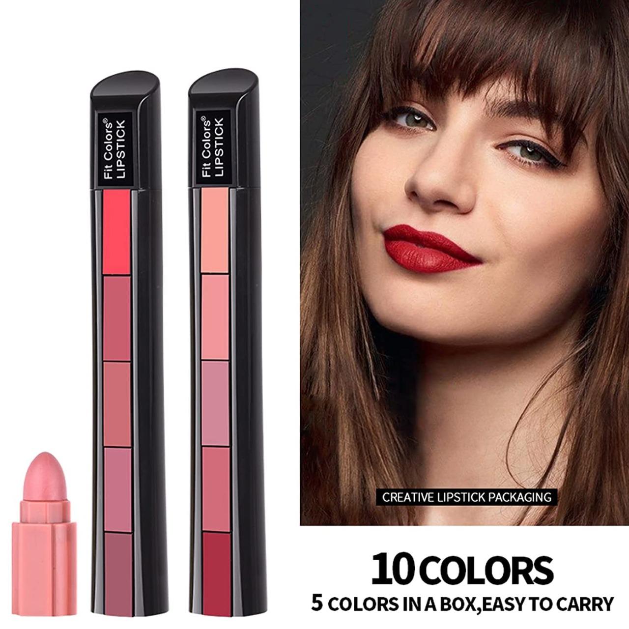 Longlasting And Waterproof 5 in 1 Lipstick shades (Pack Of 2)