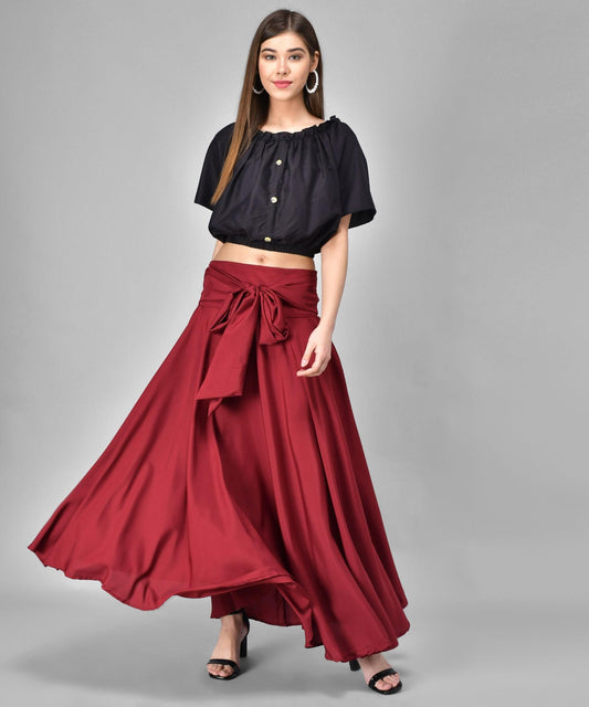 Women's Crepe Solid Top & Bottom Set