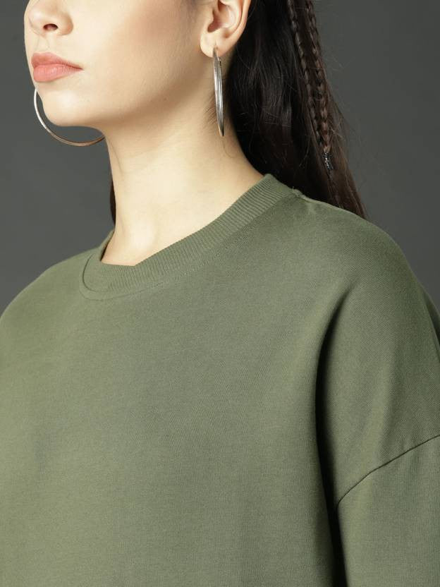 Women's Stylish Solid Full Sleeves Sweatshirt