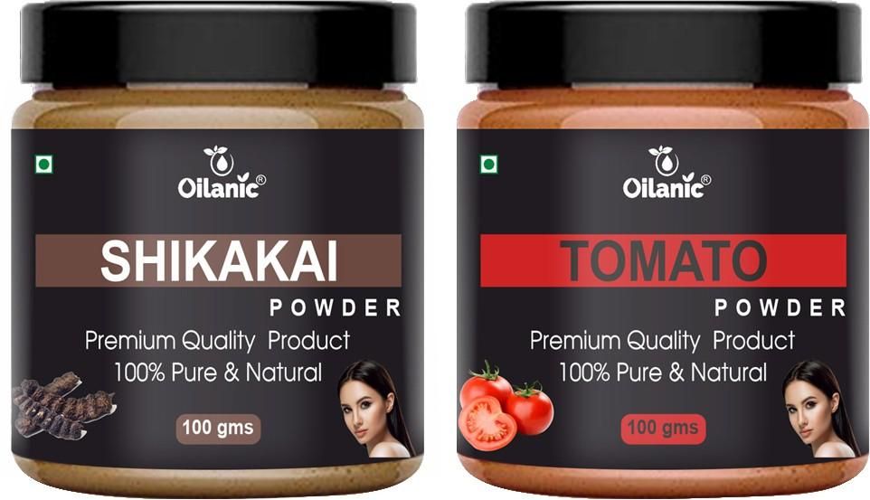 Oilanic  Pure & Natural Shikakai & Tomato Powder- For Skin & Hair Combo Pack of 2 Jar 100gm (200gm)