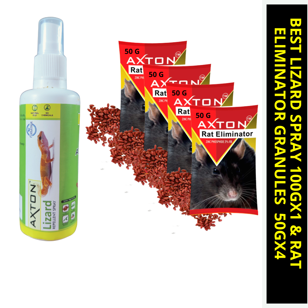 Copy of Copy of Axton Lizard Repellant Spray 100GMx1 & Rat Eliminator Granules 50GMx5|Ready and Easy to Use
