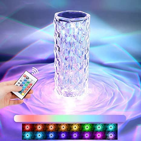 Crystal Table Lamp 16 Color Changing RGB Rose Diamond Touch Lamp