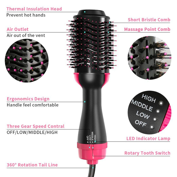 Hair Blow Dryer Brush One Step Hair Dryer & Volumizer Hot Air Brush Ceramic Electric Blow Dryer Styler 4 in1 Styling Negative Ion Hair Straightener Brush