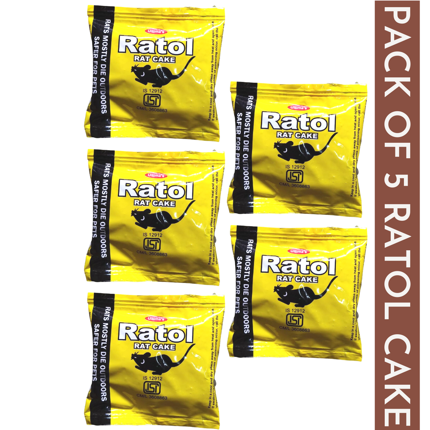 Rat Kill Cake for Car Home Outdoor | Ready to Use Rat Killer Bait | East to Use | Rats Mostly Die Outside 25gmX5