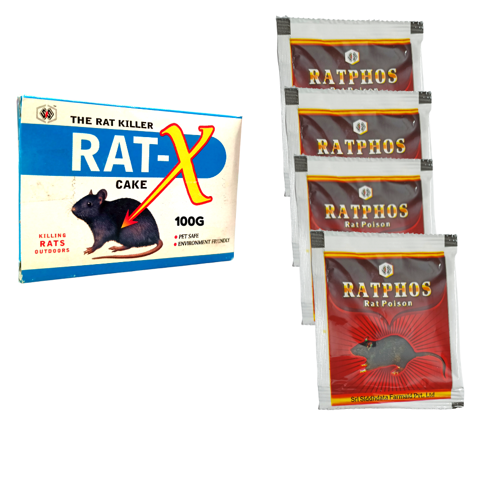 Rat Kill Cake 100GMx1 and Zinc Phosphide Powder 10GMx4 | Rodenticide