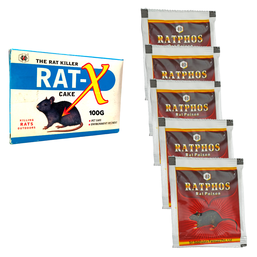 Rat Kill Cake 100GMx1 and Zinc Phosphide Powder 10GMx5 | Rodenticide
