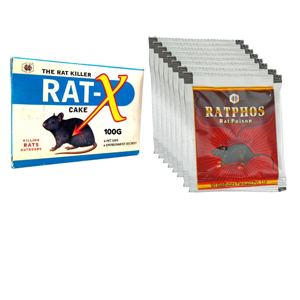 Rat Kill Cake 100GMx1 and Zinc Phosphide Powder 10GMx8 | Rodenticide