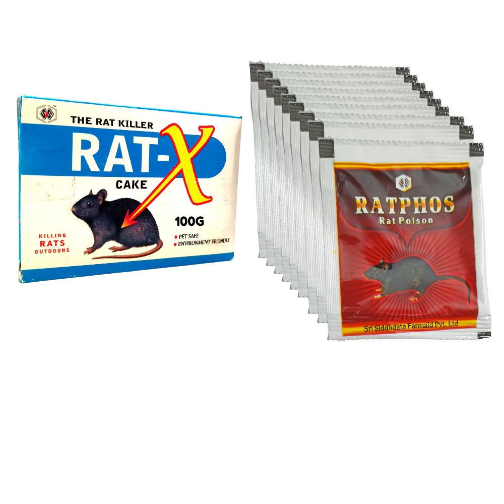 Rat Kill Cake 100GMx1 and Zinc Phosphide Powder 10GMx9 | Rodenticide