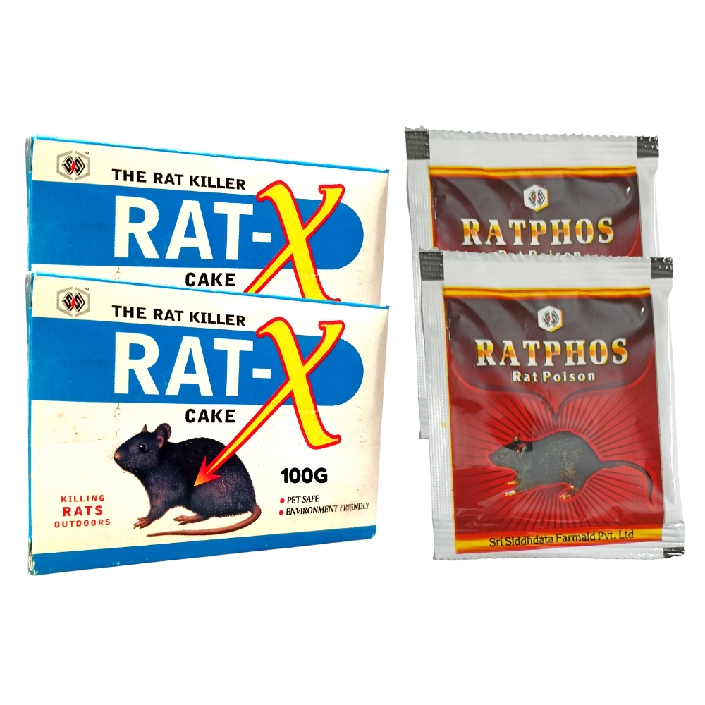 Rat Kill Cake 100GMx2 and Zinc Phosphide Powder 10GMx2 | Rodenticide