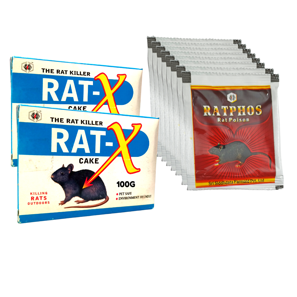 Rat Kill Cake 100GMx2 and Zinc Phosphide Powder 10GMx8 | Rodenticide