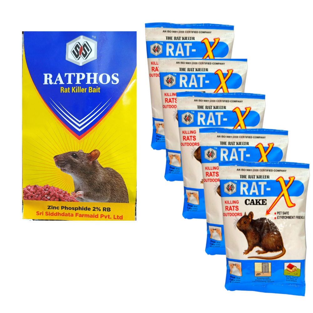Rat Killer Granules 50GMX1 & Cake 25GMX5 Rats Mostly Die Outside | Rat Kill Bait for Rat and Rodent Control | Rodenticide