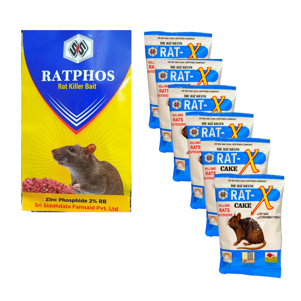 Rat Killer Granules 50GMX1 & Cake 25GMX8 Rats Mostly Die Outside | Rat Kill Bait for Rat and Rodent Control | Rodenticide