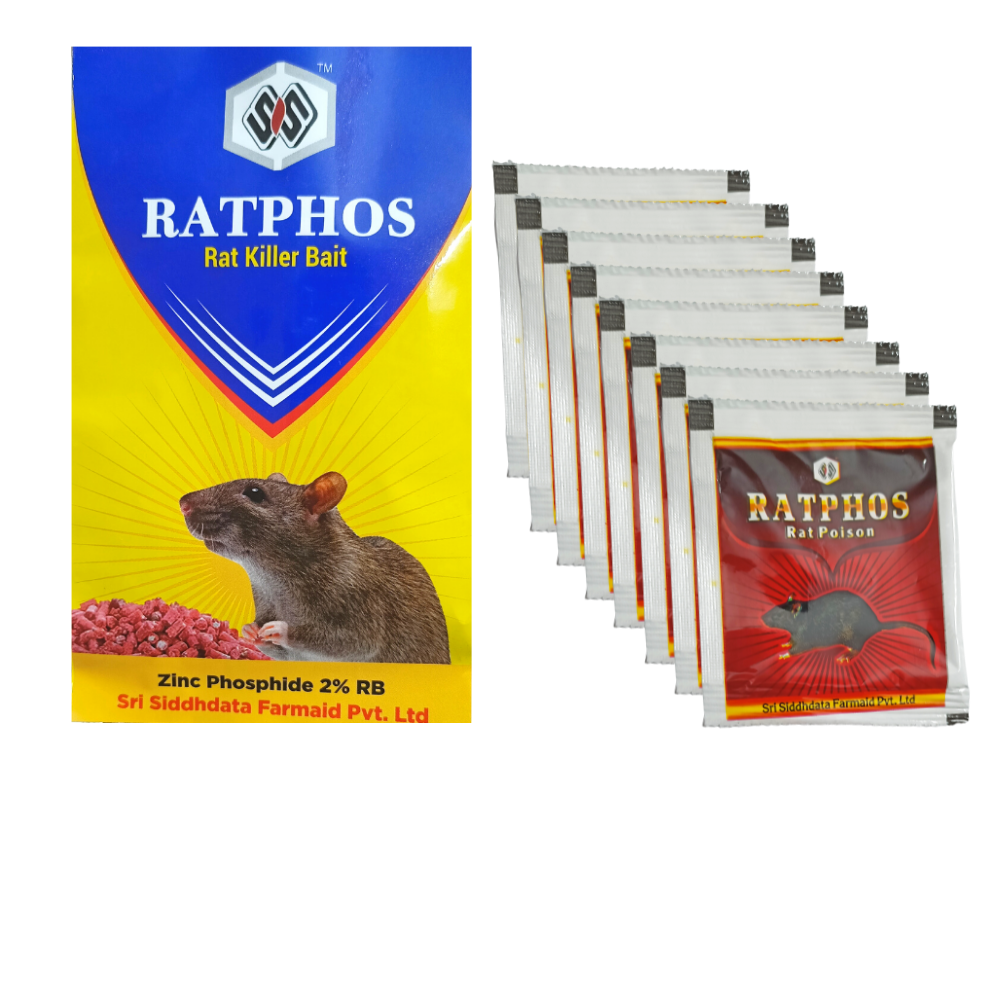 Rat Killer Granules 50Gx1 and Zinc Phosphide Powder 10Gx8| Rodenticide | Rat Killer for Home and Outdoor