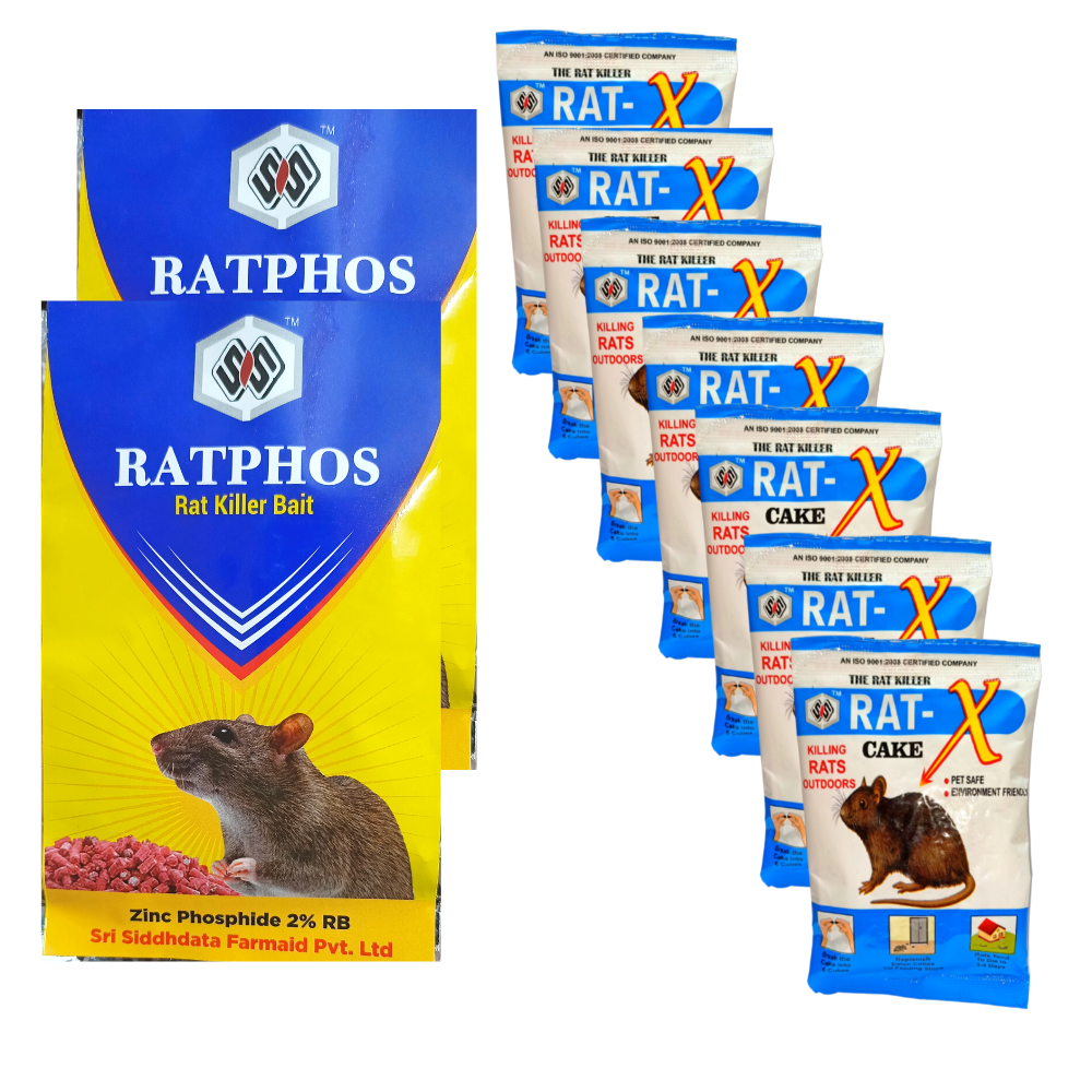 Rat Killer Granules 50GMX2 & Cake 25GMX7 Rats Mostly Die Outside | Rat Kill Bait for Rat and Rodent Control | Rodenticide