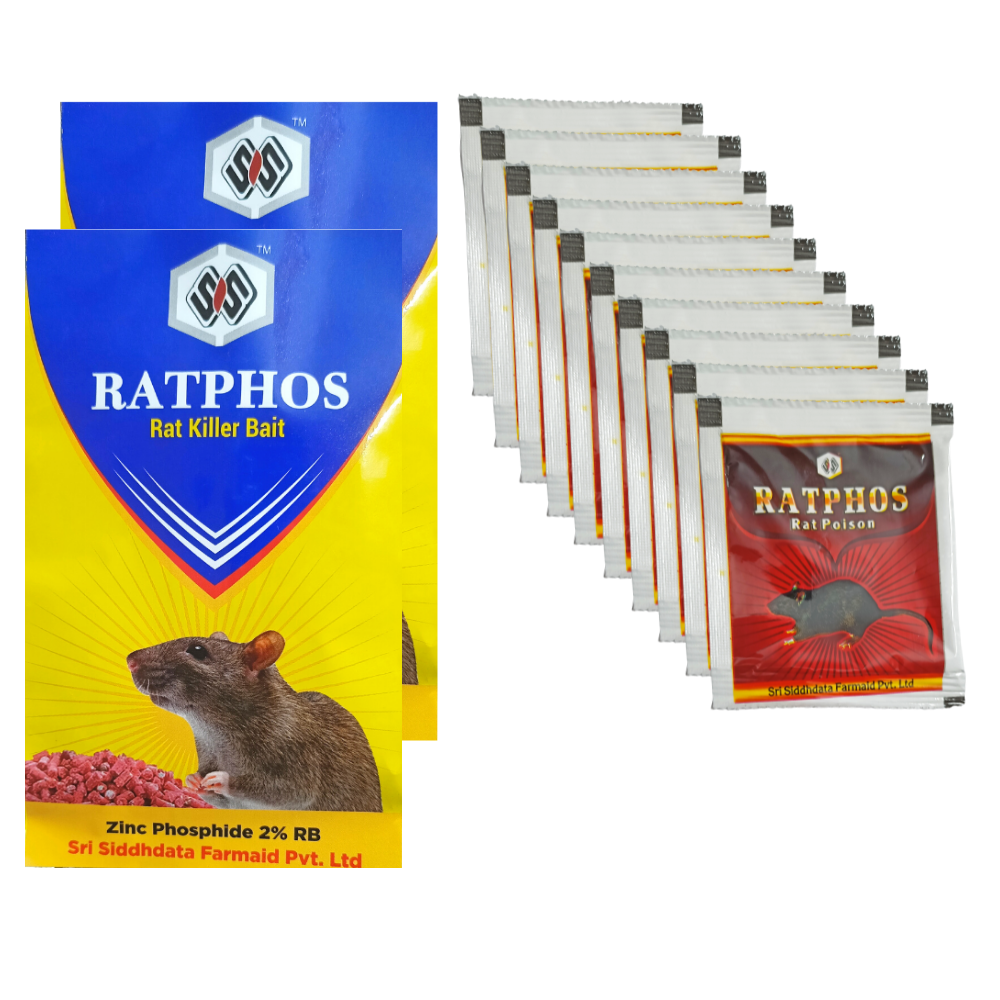 Rat Killer Granules 50Gx2 and Zinc Phosphide Powder 10Gx10 Rodenticide | Rat Killer for Home and Outdoor