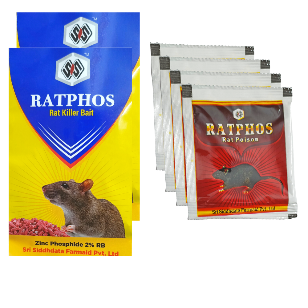 Rat Killer Granules 50Gx2 and Zinc Phosphide Powder 10Gx4 Rodenticide | Rat Killer for Home and Outdoor