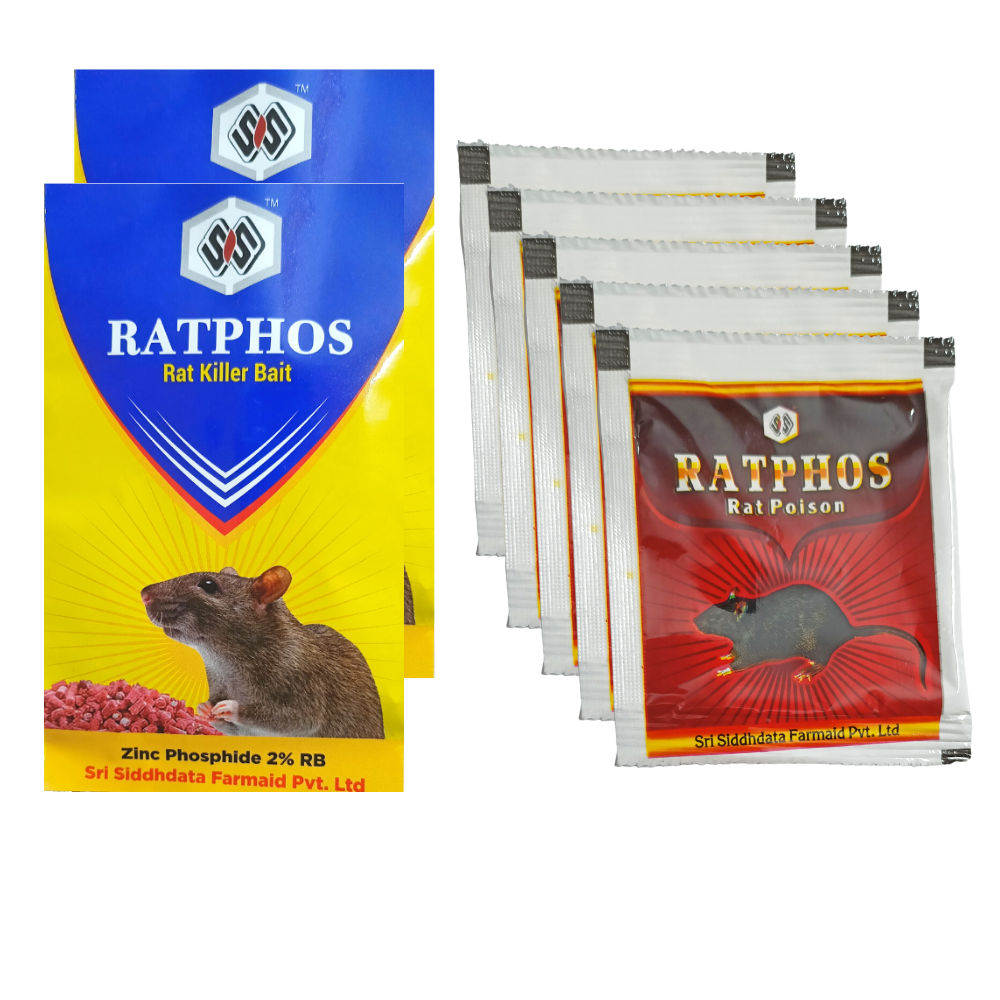 Rat Killer Granules 50Gx2 and Zinc Phosphide Powder 10Gx5 Rodenticide | Rat Killer for Home and Outdoor