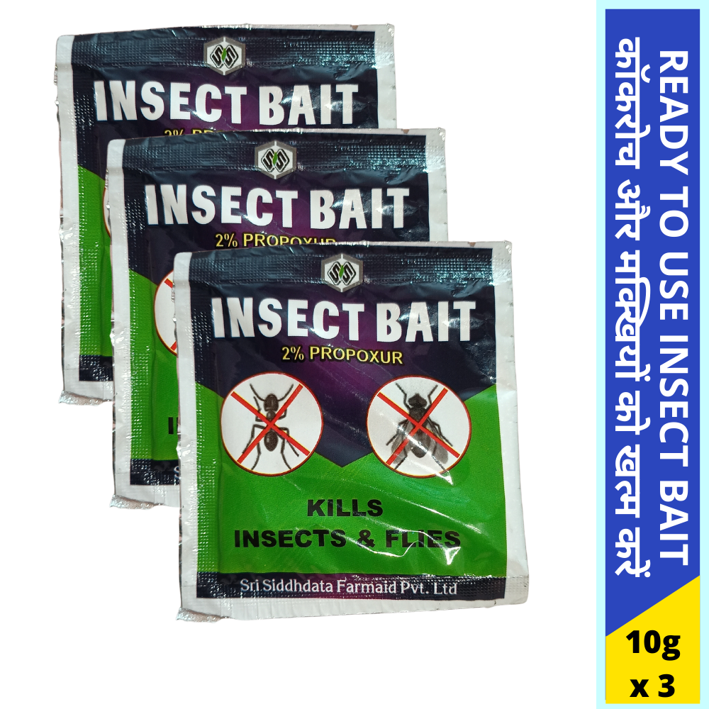 Insect Killer Bait| Kills Cockroach Files Ants | Propoxur Based  10GMx3