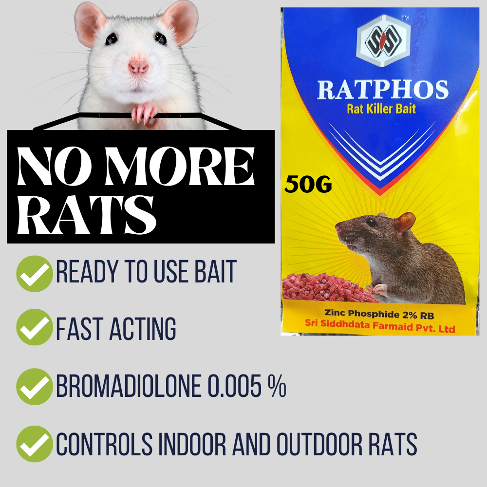Rat Killer Granules 50Gx2 and Zinc Phosphide Powder 10Gx4 Rodenticide | Rat Killer for Home and Outdoor