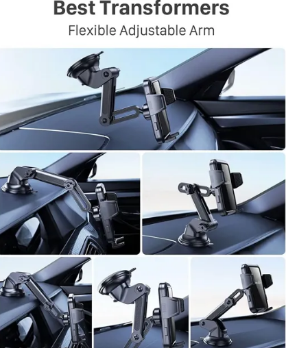 iPretty Phone Mount for Car (3 in 1) Dashboard Windshield Air Vent [Multi-Angle Adjustment Arm] Dash Phone Holder Mount, Car Cell Phone Holder, Hands Free iPhone Stand for Car Fit for All Mobile Phones.