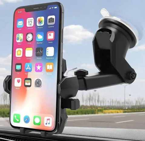 iPretty Long Neck Silicone Sucker Car Cradle Mobile Phone Holder Mount Stand One Touch 360 Degree Rotatable Telescopic Neck for Dashboard Windshield Compatible with All Smartphones Upto 6.5" Inch