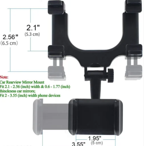 iPretty Mobile Stand Holder for Car Rearview 360 Degree Rotation Adjustable Anti Vibration Car Phone Holder for Rear View Mirror Mount Stand - Supports Mobile Up to 6.5 inch Smartphones