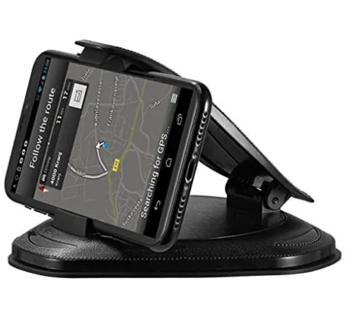 iPretty Universal Adjustable Dashboard Car Mount Phone Holder Stand Alligator Clip Clamshell Style with Adhesive Silicone Pad Mat Plate Anti-Slip Design Cradle for Cell Phone GPS Tablet 3" - 7" Devices