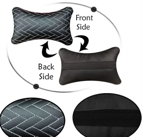 iPretty Car Cushion/ car backrest/ Leatherite Car Neck Rest /Neck Pillow /Neck Cushion with Adjustable Strap For All Car (Zig Zag Print, Pack of 2)