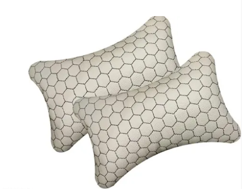 Car Cushion/ car backrest/ Leatherite Car Neck Rest /Neck Pillow /Neck Cushion with Adjustable Strap For All Car (Web-Print, Pack of 2)