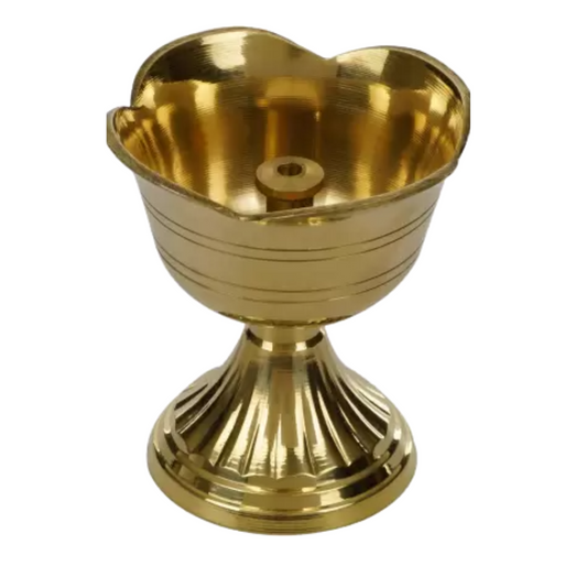 Akhand Brass Diya Flower Shaped Small For Pooja Brass Table Diya