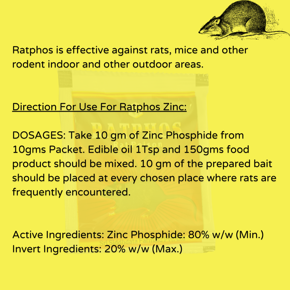 Poweful Zinc Phospide Rat Killer Powder  | for Home Office Godowns 10GMX2