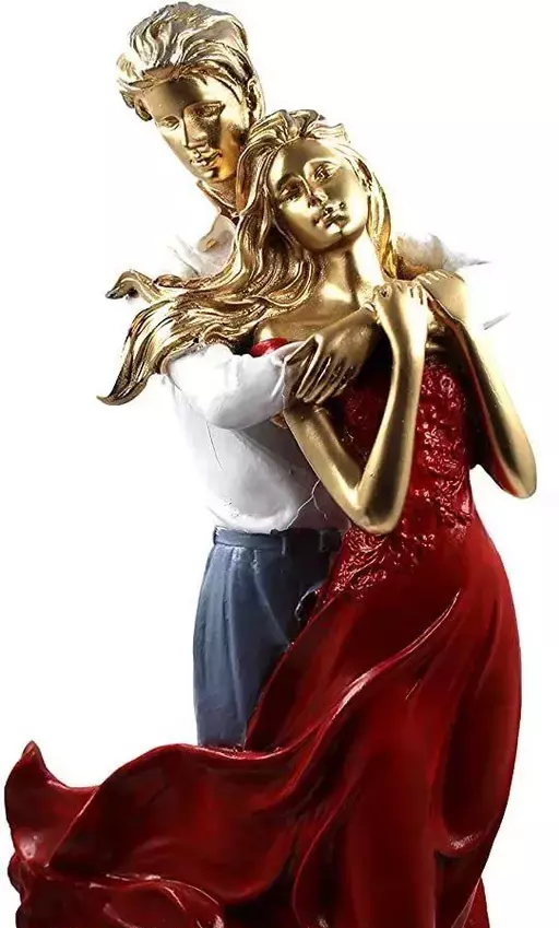 Miss Peach Valentine Romentic Love Couple Statue for home decor Showpieces|Love couple statue gift|Love couple showpiece|Romantic couple statue|table decorations items|decorative items for room in Racks & Shelves