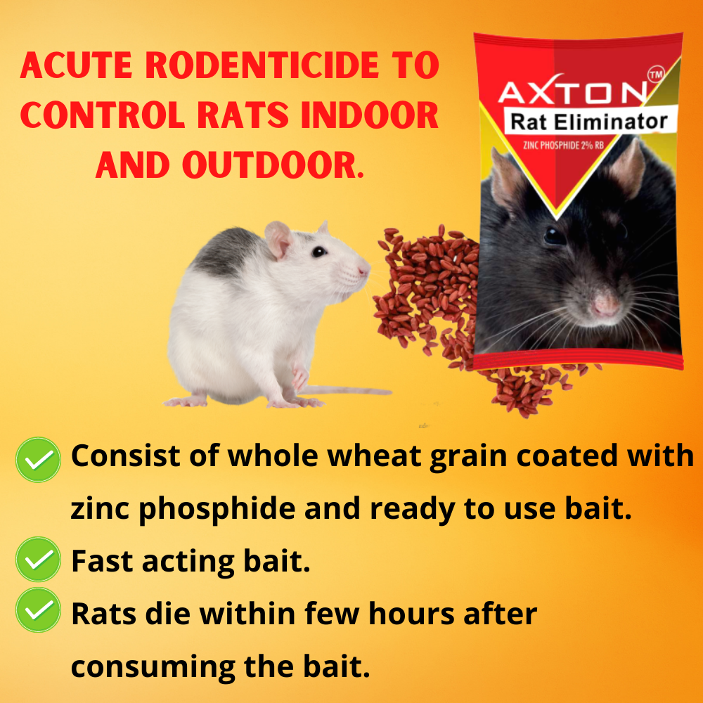 Rat Killer Granules | Rat Eliminator Zinc Phosphide 2% RB | Fast Acting | Reay to Use Bait 50Gx4